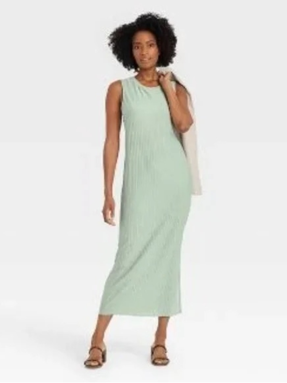 NWT A New Day Light Green Sleeveless Plisse Dress Size XS